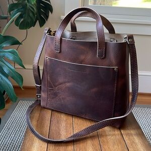 Brown (Tamarindo? Or Timber?) PLG medium crossbody tote